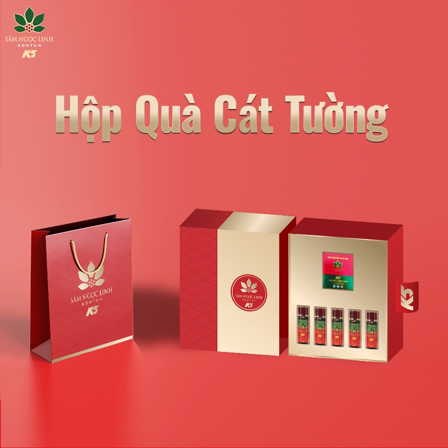 [Quà Tết] Hộp Quà Cát Tường - Sâm Ngọc Linh Kon Tum K5 Chính Hãng