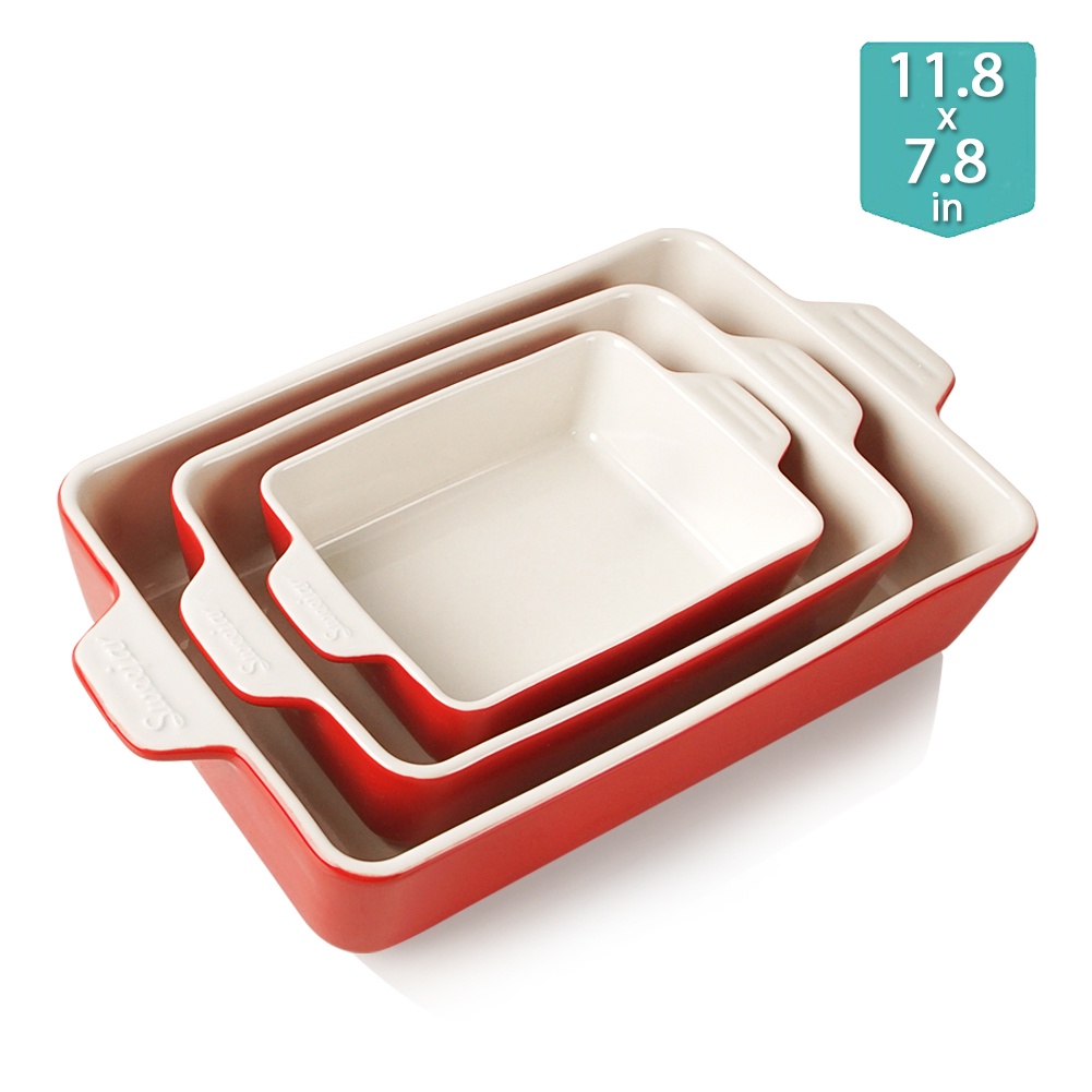 SWEEJAR Set 3 khay  bằng sứ có quai cầm