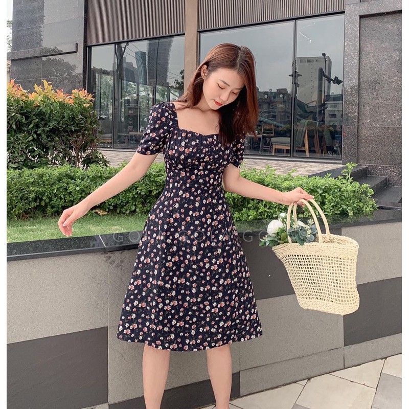 Đầm NOVA cổ vuông cách điệu cổ xếp ly dáng dài | BigBuy360 - bigbuy360.vn