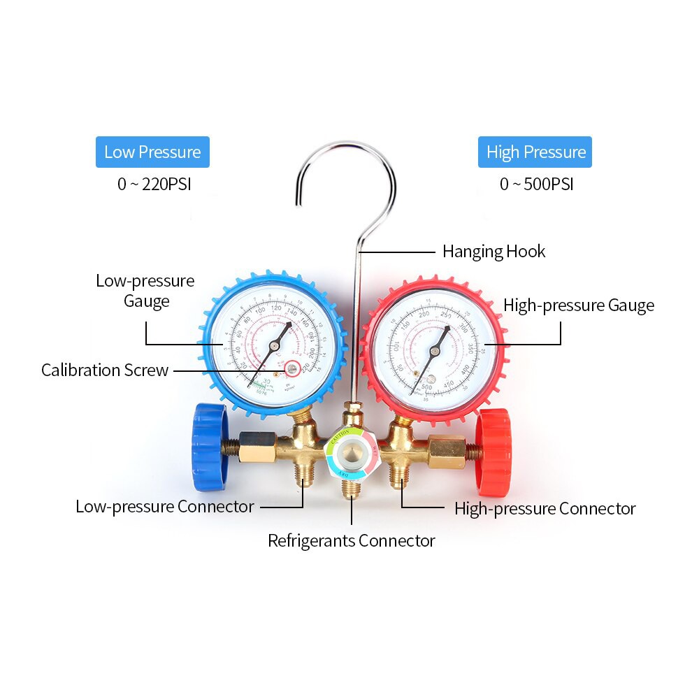 Đồng hồ nạp gas máy lạnh điều hoà ô tô đôi, Dụng cụ nạp gas điều hòa dân dụng