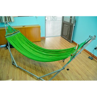 (ST) Võng Xếp Khung Thép Sơn Bóng Phi 32 Kèm Lưới Võng