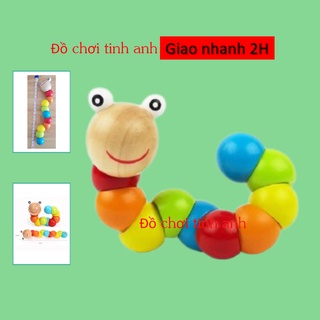 [RẺ VÔ ĐỊCH] Đồ chơi con sâu gỗ uốn dẻo nhiều màu sắc đáng yêu cho bé
