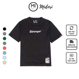 Áo thun nam nữ tay lỡ form rộng Phông Unisex Stronger phản quang Local Brand Chính Hãng Mi Midori