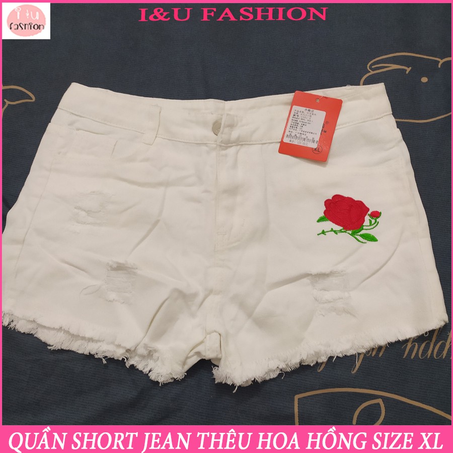 Quần Short jean nữ mẫu 02 màu Trắng thêu hoa Size XL - Ảnh thật do shop tự chụp QA-02