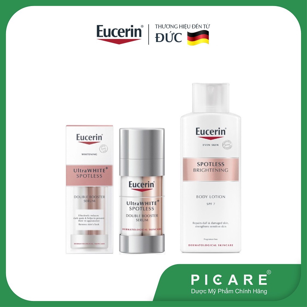 Combo Eucerin Tinh Chất Dưỡng Trắng Double Booster Serum 30ml &amp; Sữa Dưỡng Thể Trắng Da Body Lotion SPF7 250ml