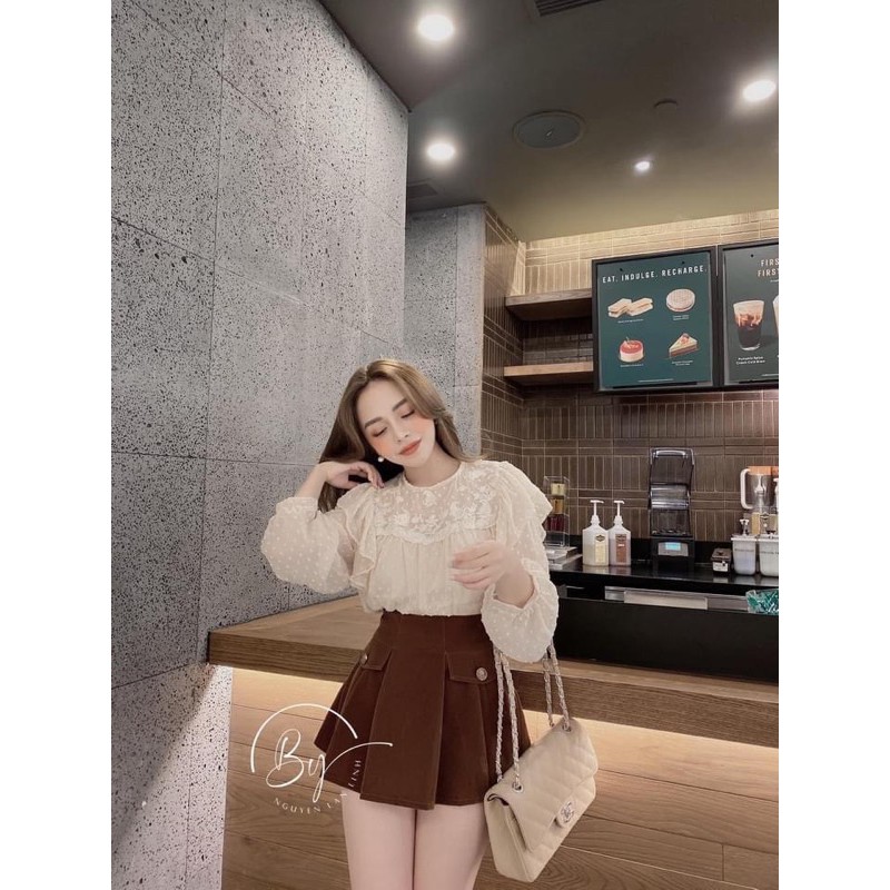 Chân váy nhung nắp túi 2 màu dành cho nữ | BigBuy360 - bigbuy360.vn