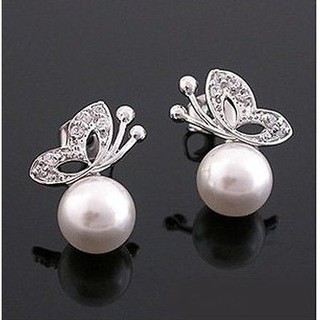 ☛☏❤Fashion Women Beautiful Rhinestone Crystal Pearl Ear Stud Earrings Jewellery