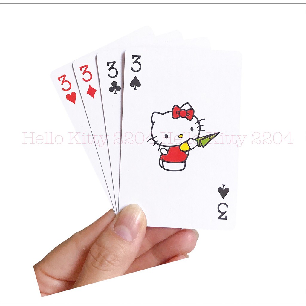 Bộ Tú Lơ Khơ Kèm Hộp Sắt Cao Cấp Hello Kitty