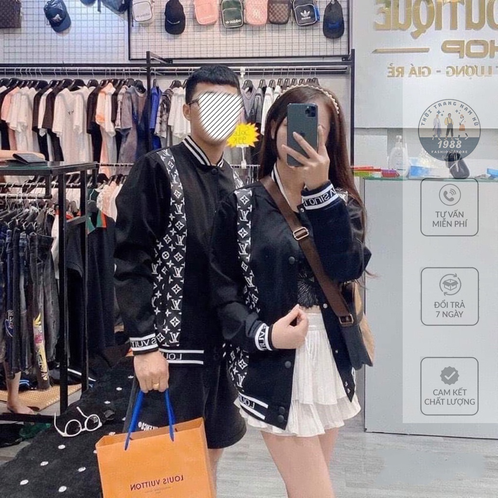 Áo Bomber Tay Da LV, Áo khoác Nỉ Form Rộng Unisex Cực Đẹp
