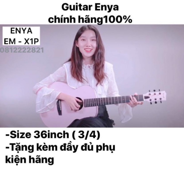 Guitar chính hãng ENYA mã EMX1P màu hồng ( tặng kèm full phụ kiện hãng như ảnh )