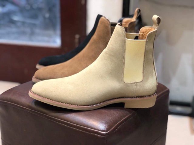 Giầy Chelsea Boots da lộn Tan Sữa,Đen,Nâu thích hợp với quần jeans,âu