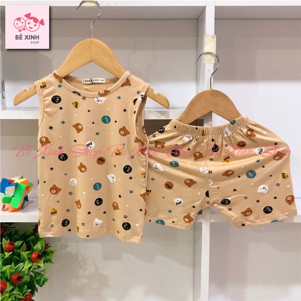 Đồ bộ quần áo ba lỗ cho bé trai bé gái Minky Mom [Trợ giá] bộ thun lạnh Minky Mom BA 3 LỖ GẤU KELI cho bé trai gái trẻem