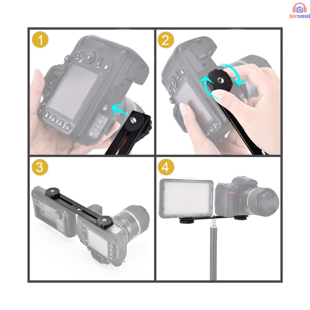 Thanh Giá Đỡ Hai Chân Mở Rộng Gắn Micro / Đèn Led Với Ốc Vít 1 / 4 Inch Cho Máy Ảnh Dslr / Đèn Led