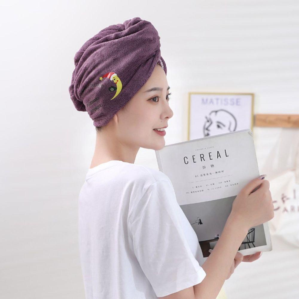YIYU Nón Trùm Đầu Kiêm Khăn Choàng Tắm Thấm Hút Tốt Nhanh Khô Tóc Bằng Lông Cừu San Hô Họa Tiết Kẻ Sọc