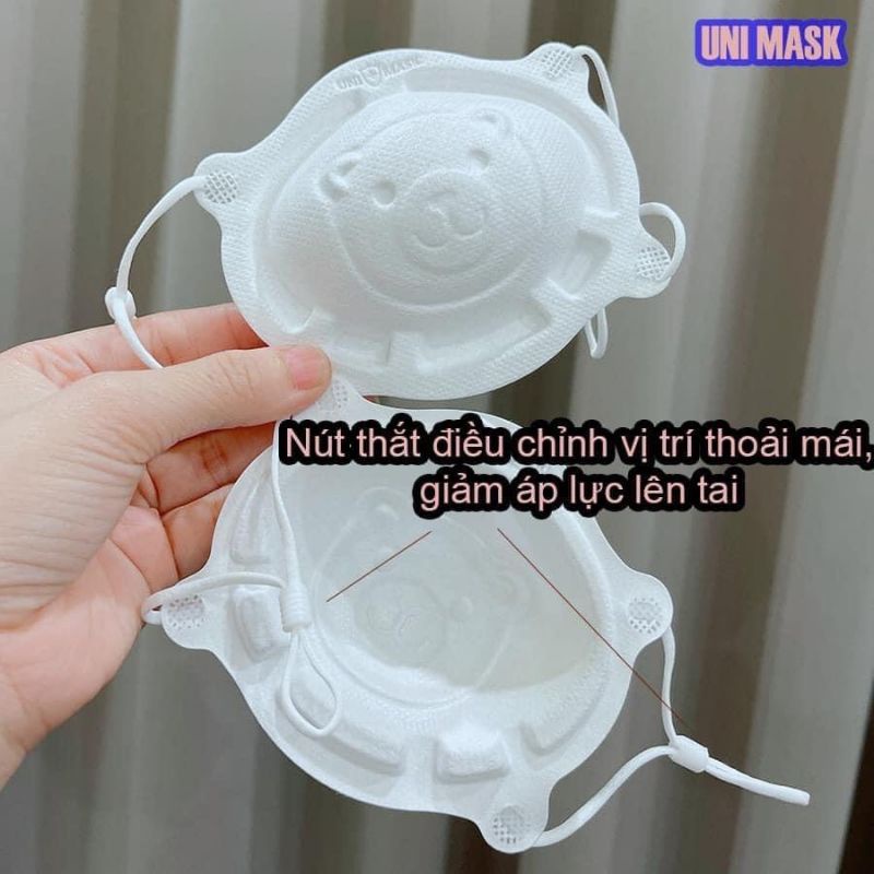 Khẩu trang 3D cho bé hình gấu dễ thương UNI MASK Set 3 cái siêu cute