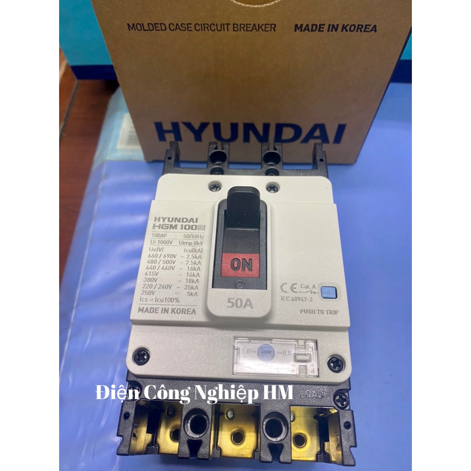 Aptomat MCCB 3 Pha HGM100E-F Hyundai dòng 32A~50A - Chính Hãng, Át Tô Mát Khối Cầu Dao Điện 3P