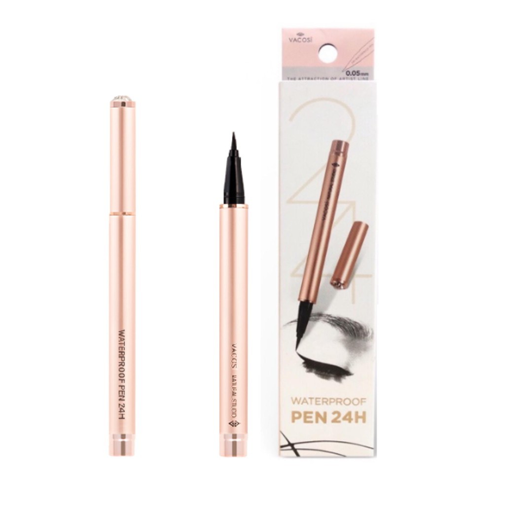 [Chính hãng, Có tem] [ Mẫu mới 2019 ] Kẻ mắt nước không trôi Vacosi 24H Waterproof Pen 2g (Rose Gold)