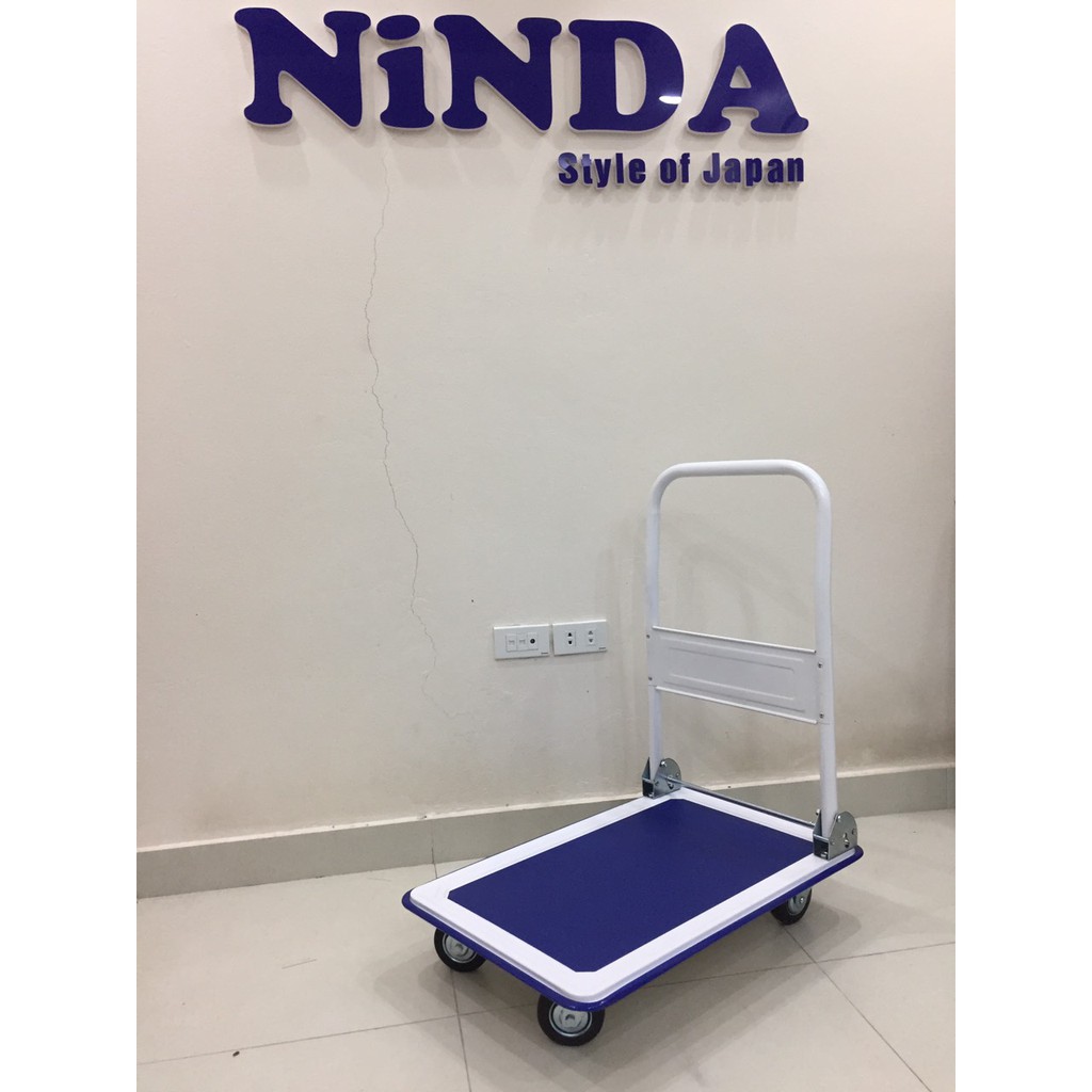Xe đẩy hàng sàn thép Ninda ND-150S tải trọng 100kg, tay đẩy gấp gọn