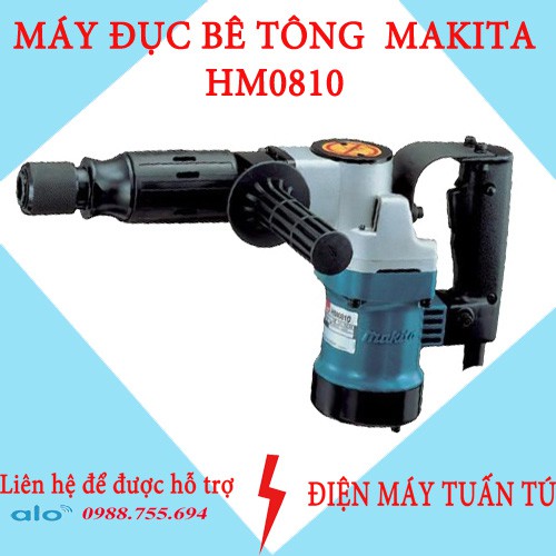 MÁY ĐỤC BÊ TÔNG MAKITA-HM0810 Mũi 17MM - 1200W - 100% Dây đồng chịu nhiệt độ cao