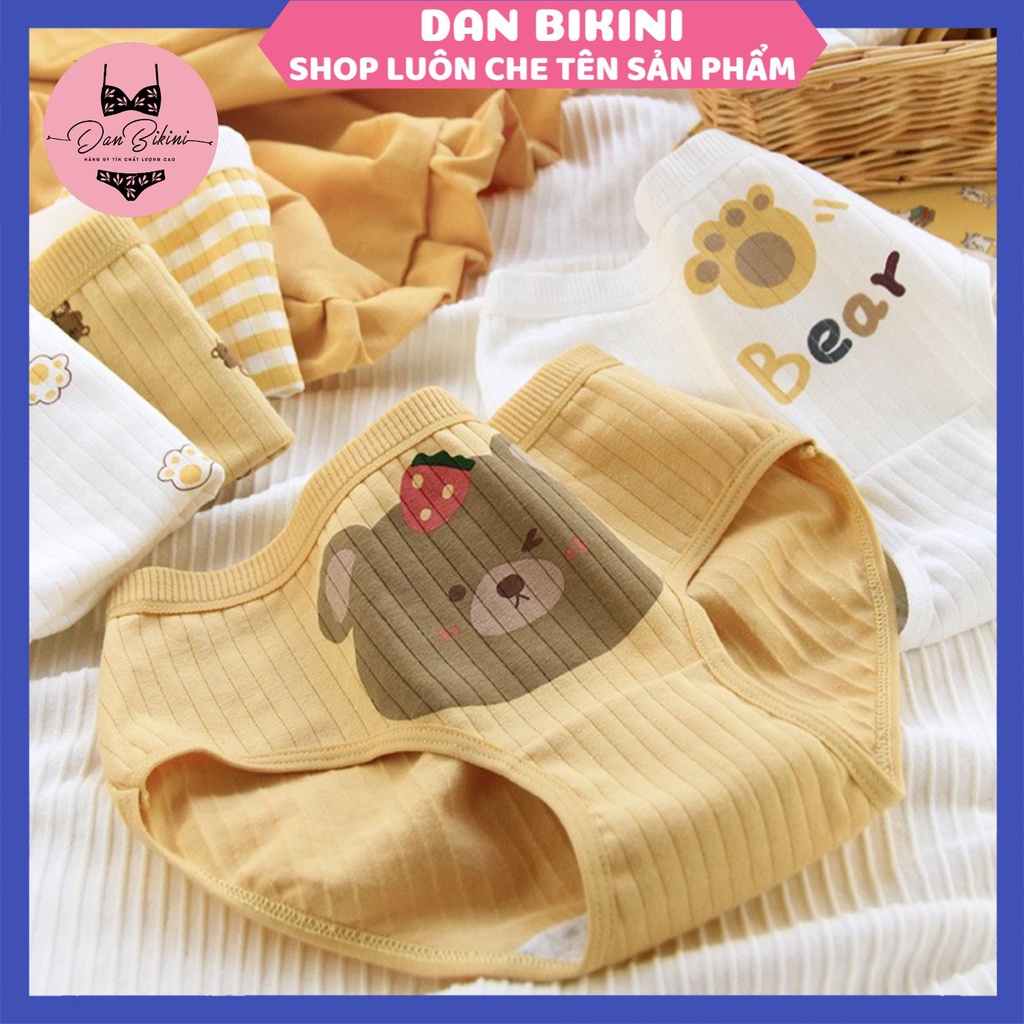 Quần Lót Nữ Cotton Cao Cấp mềm mại tông vàng họa tiết gấu vàng đáng yêu ngộ nghĩnh MÃ 680