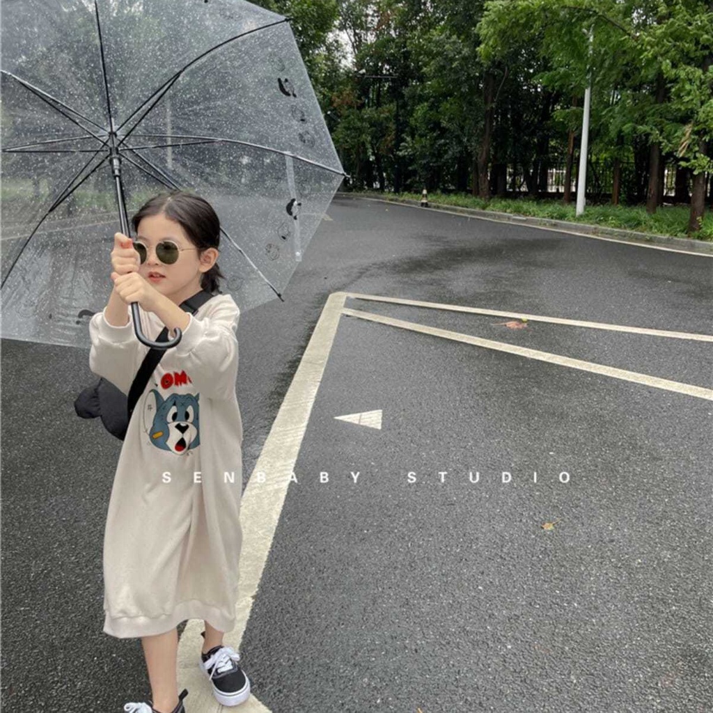 Đầm Sweater Tay Dài In Họa Tiết Hoạt Hình Phong Cách Nhật Bản Thời Trang Xuân Thu Cho Bé Gái