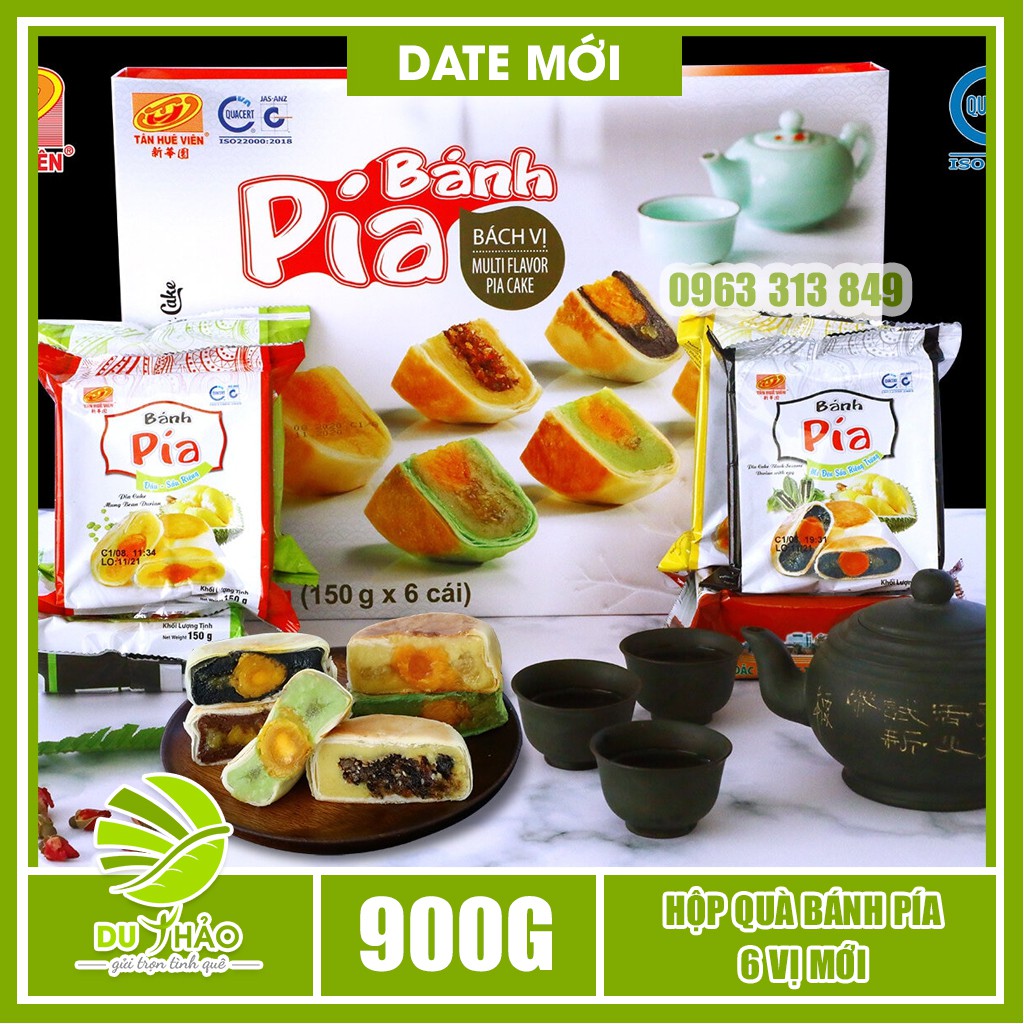 Bánh Pía Tân Huê Viên Thượng Hạng 6 bánh 6 vị - Hộp quà bánh pía