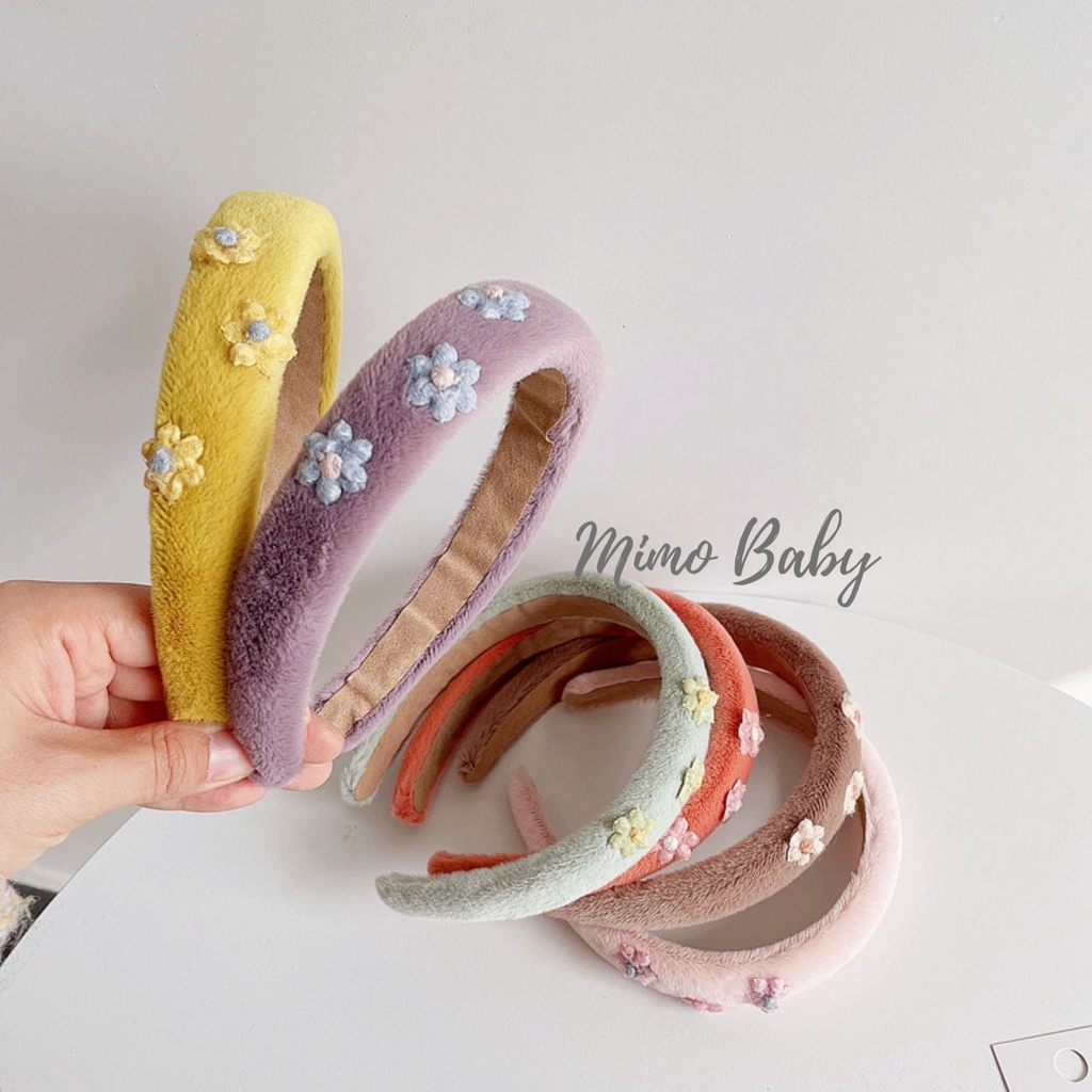 Bờm cài tóc đáng yêu bông ngắn đính hoa cho bé gái Mimo baby BD37