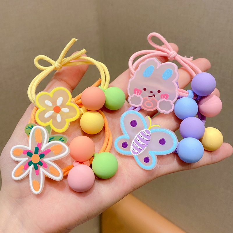 Dây Buộc Tóc Cao Su Nylon In Họa Tiết Hoạt Hình Dễ Thương Cho Bé Gái