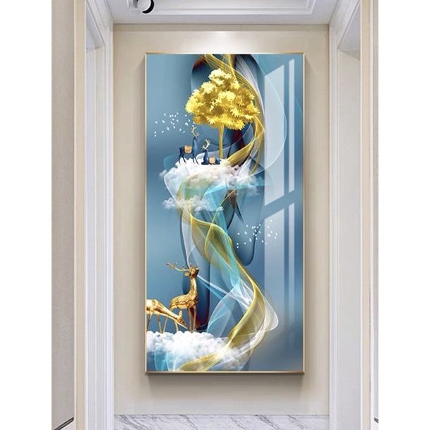 Tranh Treo Tường Lối Vào Tráng gương Phòng Khách/ Ngủ/ Phòng ăn/ Nhà Hàng Khách Sạn Cầu Thang Hươu Lông Vũ