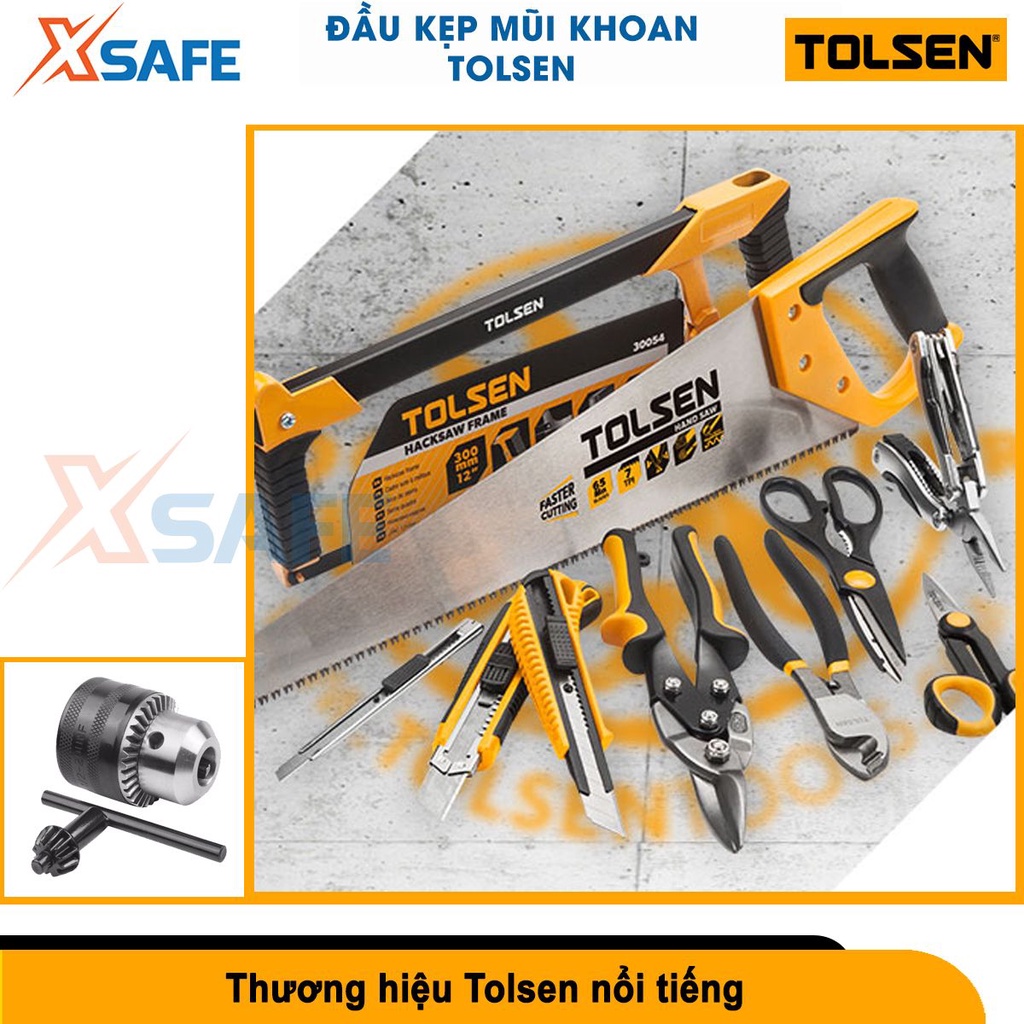 Đầu kẹp mũi khoan có khóa Tolsen, tương thích nhiều loại mũi khoan 1.0-10mm, cơ chế khóa kẹp an toàn [CHÍNH HÃNG][XSAFE]