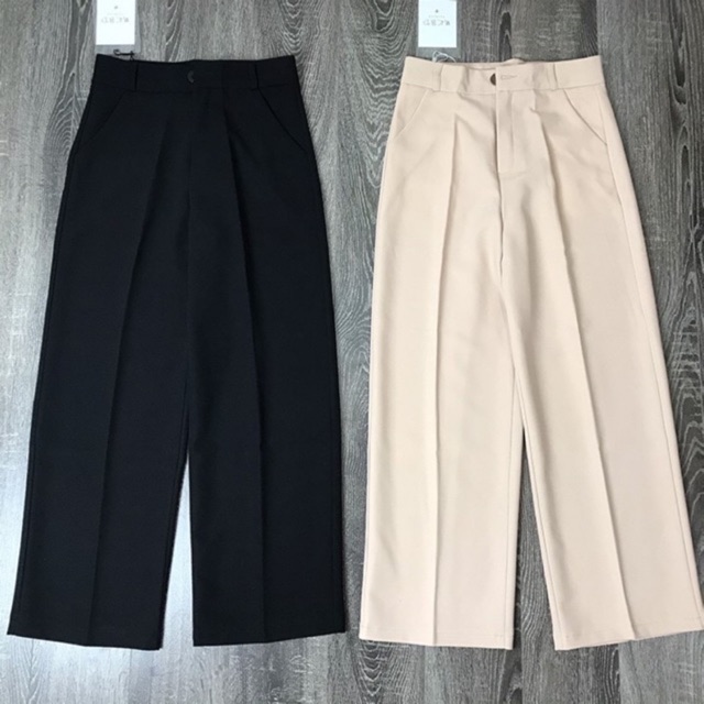 Quần ống rộng lưng cao khuy giữa KH76, quần culottes ống xuông cạp cao cho nữ | WebRaoVat - webraovat.net.vn