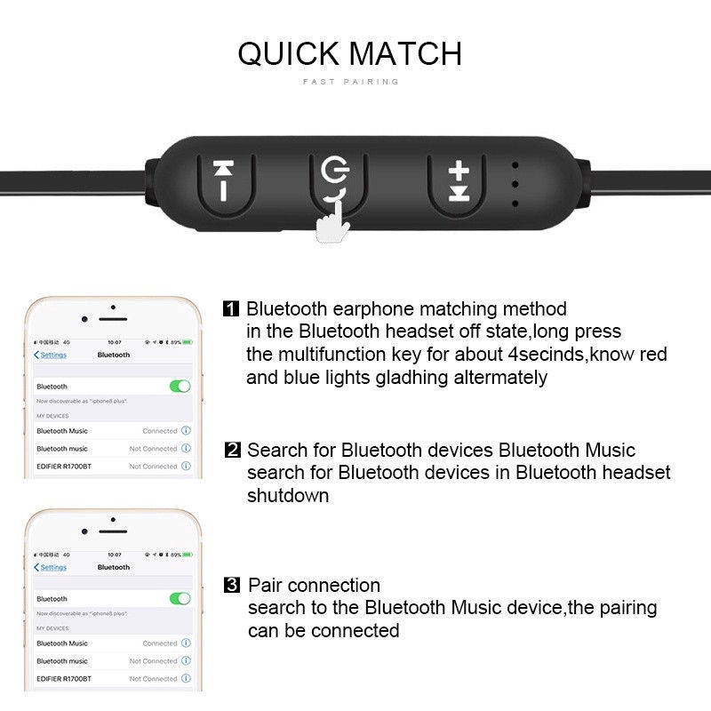 Tai nghe nhét tai Bluetooth 4.2 không dây âm thanh Stereo kiểu dáng thể thao