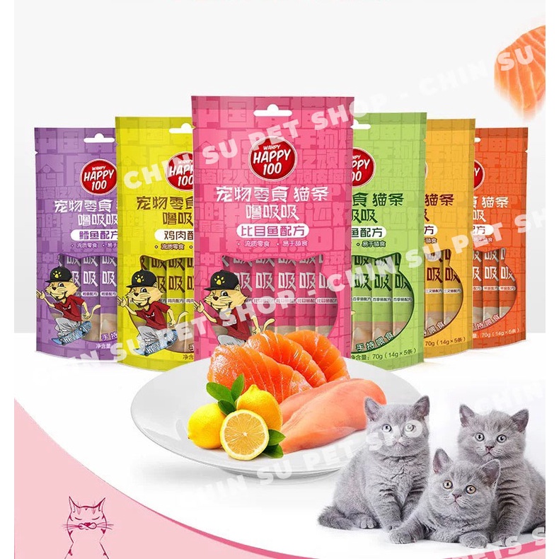 Súp thưởng Wanpy Happy 100 gói 5 Thanh Các Vị - Sốt Thưởng Dành Cho Mèo - Snack Cho Thú Cưng - ChinSu Pet Shop