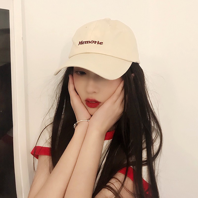 Mũ lưỡi trai memorie Cotton Mềm Thoáng Khí Thêu Chữ Phong Cách Hàn Quốc Cho Nam Và Nữ nón lưỡi trai