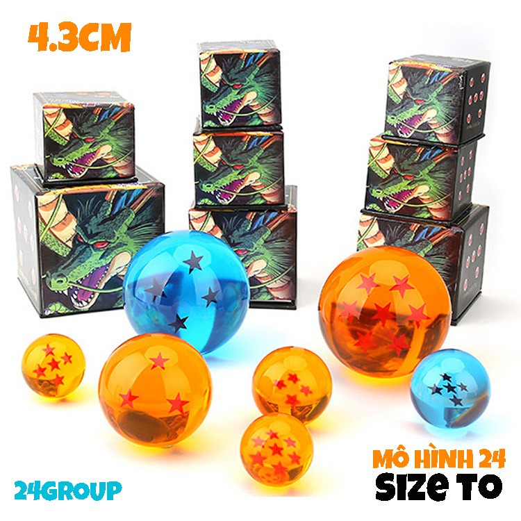 [SIZE TO] Full Set ngọc rồng từ 1 sao đến 7 sao đường kính 4.3cm thuỷ tinh trong suốt cao cấp dragon ball bi màu xanh