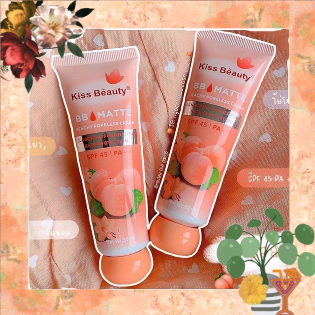 Kem Nền BB Cream TRÁI ĐÀO CAM Kissbeauty nội địa lâu trôi mềm mịn che khuyết điểm