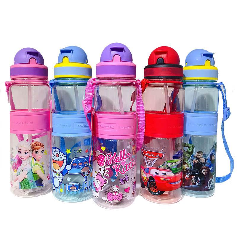 Bình Nước 500ML In Họa Tiết Hoạt Hình Dễ Thương Cho Bé