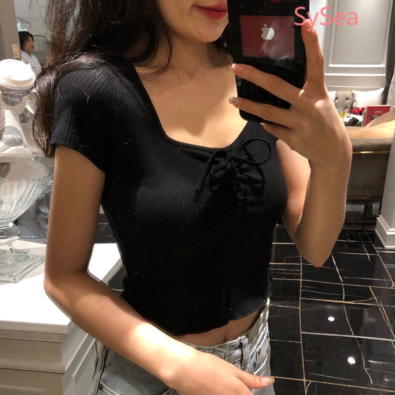 Áo Croptop Ngắn Tay Ôm Dáng Thời Trang Mùa Hè Cho Nữ