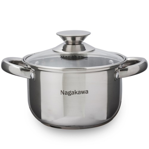 Bộ 3 Nồi Inox Cao Cấp 4 Đáy Nagakawa NAG1304 (16cm, 20cm, 24cm) Dùng Cho Mọi Loại Bếp - Hàng Chính Hãng