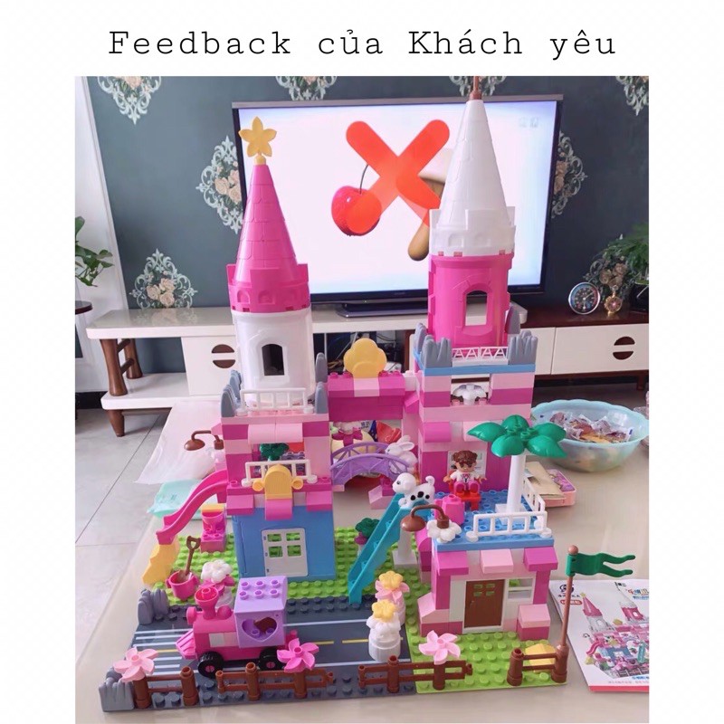 Bộ Lắp Ráp Lâu Đài Công Chúa Elsa - 240 chi tiết, tương thích với size Lego Duplo - Đồ Chơi Cho Bé Gái