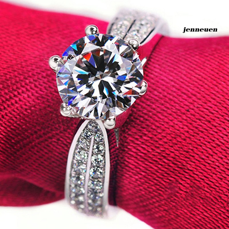 Nhẫn Thời Trang Mạ Bạc Khảm Đá Zircon Lấp Lánh Cho Nữ