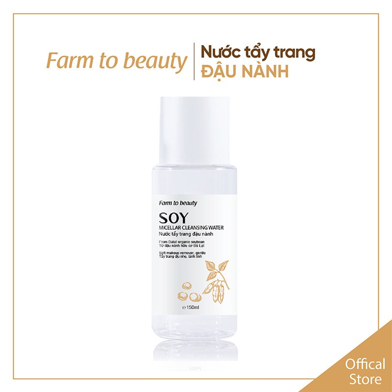 Nước tẩy trang Đậu Nành FARM TO BEAUTY sạch sâu, dịu nhẹ và lành tính - SOY MICELLAR CLEANSING WATER