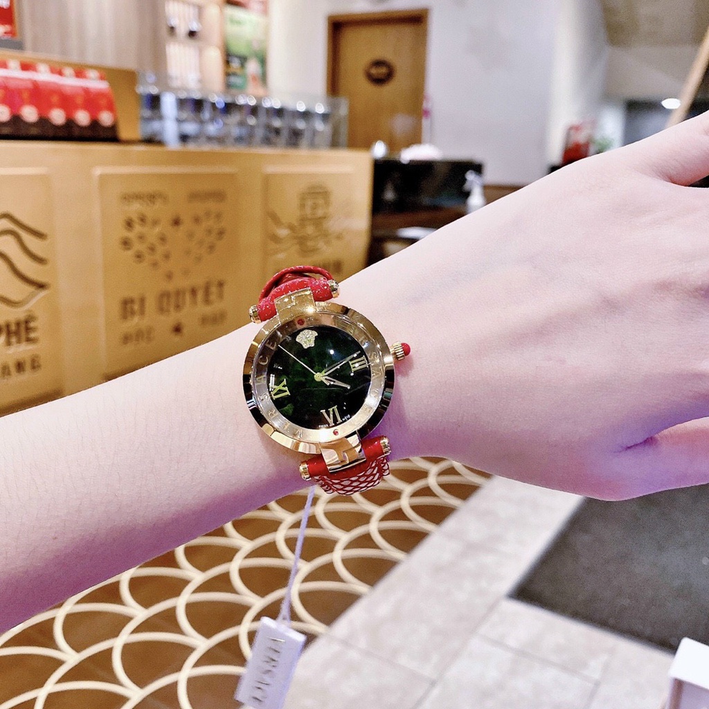 Đồng Hồ Versace Nữ Mã Đẳng Cấp Quý Phái mặt tròn dây da siz 35mm