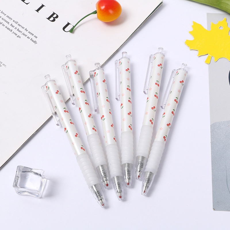 Set 2 Bút Bi Mực Đen Ngòi 0.5mm In Hình Hoa Anh Đào
