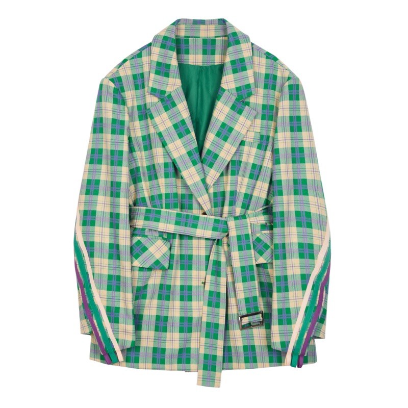 Áo vét blazer thắt eo kẻ caro tqxk