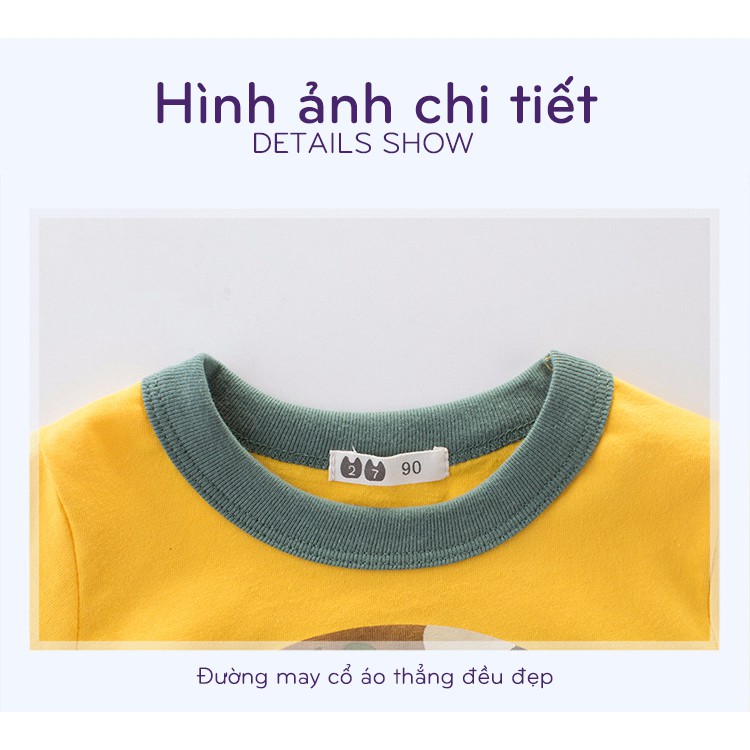 Áo thun bé trai 27kids áo thun cho bé họa tiết khủng long chất cotton hàng xuất Âu Mỹ