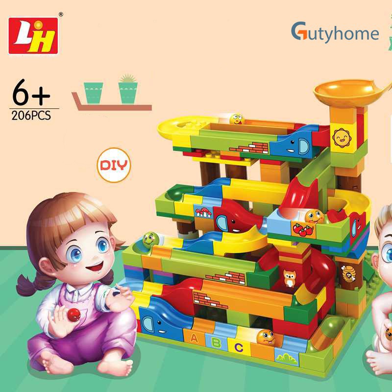 Bộ Xếp Hình Cầu Trượt,Thả Bi 206 Chi Tiết Cho Bé Đồ Chơi Xếp Hình