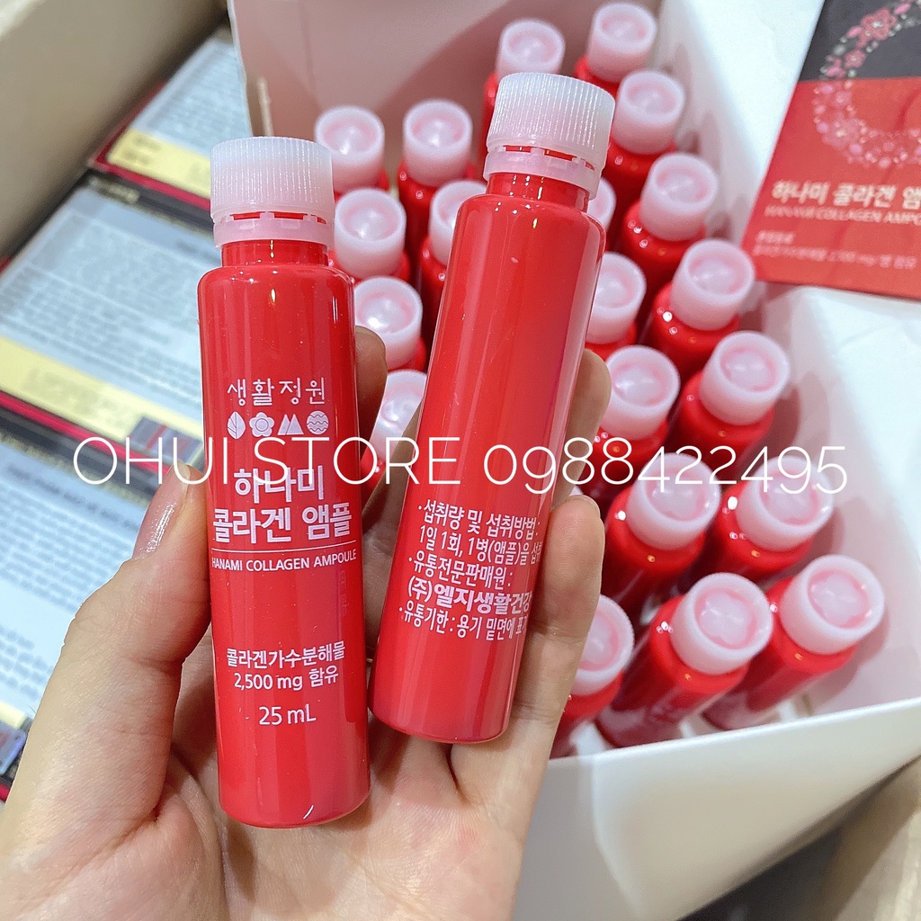 1 hộp nước uống đẹp da cao cấp Hanami Collagen Ampoule của tập đoàn LG Ohui 25ml x 28 lọ date 2023 - Hàng Chính Hãng LG
