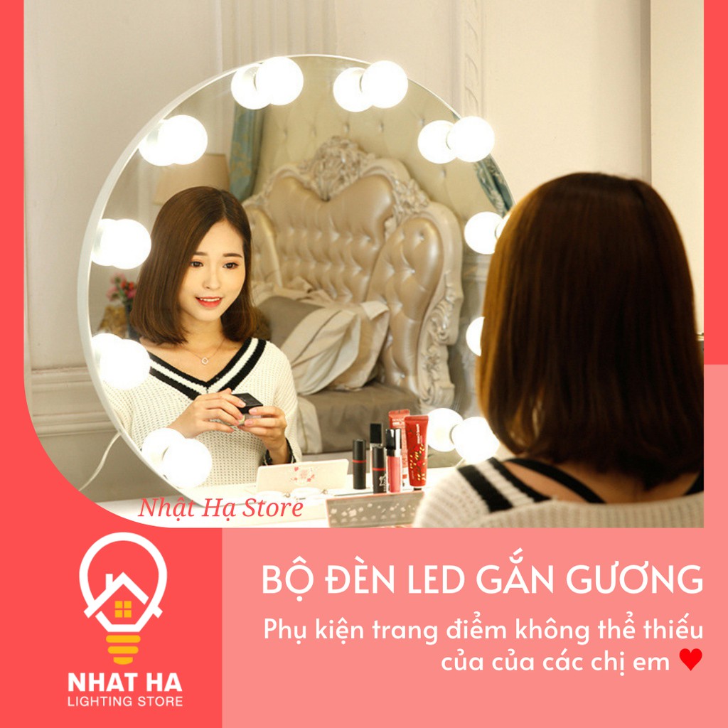 [HÀNG LOẠI 1] Đèn Led Gắn Gương Bàn Trang Điểm Để Bàn, Trang Trí Gương Siêu Sáng - Tăng giảm sáng 5 chế độ