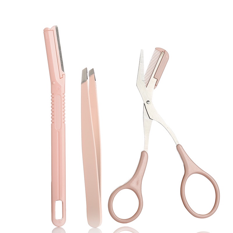 Bộ 3 món chăm sóc chân mày Malian gồm nhíp, kéo tỉa, dao cạo